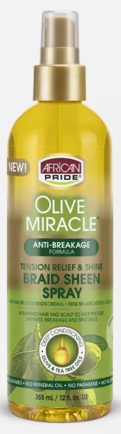 African Pride Olive Miracle Anti-Breakage Braid Sheen Spray 12oz