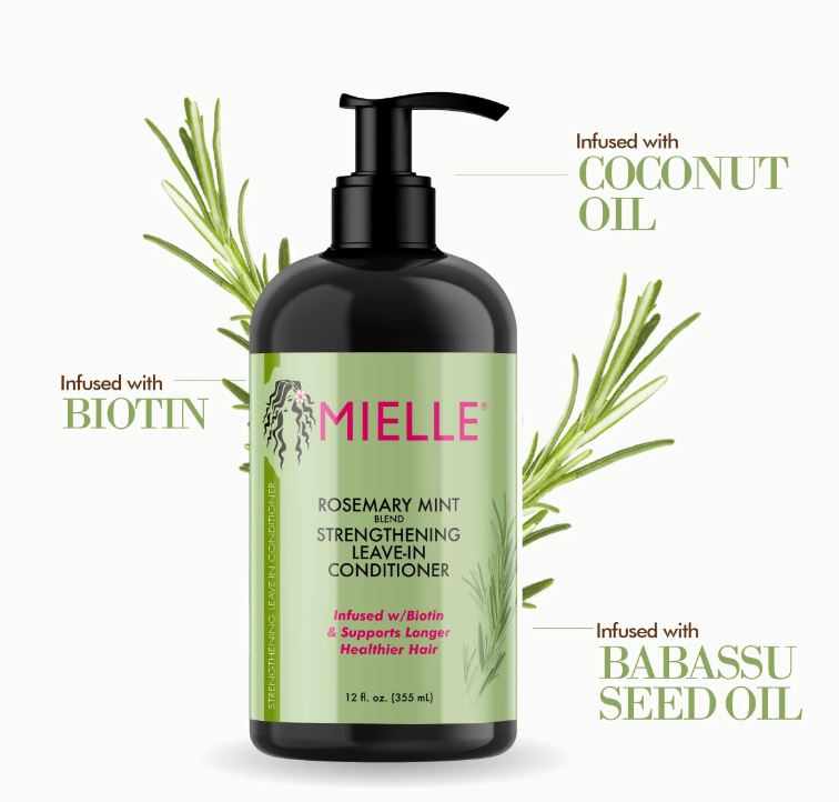 Mielle Rosemary Mint Strengthening Leave-In Conditioner Infused with Biotin & Support Longer, Healthier Hair