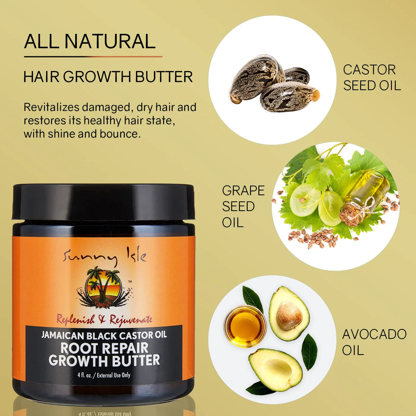 Sunny Isle Jamaican Black Castor Oil Root Repair Growth Butter 4oz